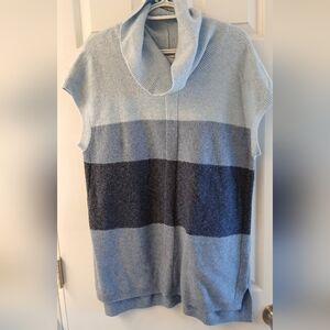 Croft & Barrow Sleeveless Turtleneck Sweater Size Large Blue Color‑Block Stripes